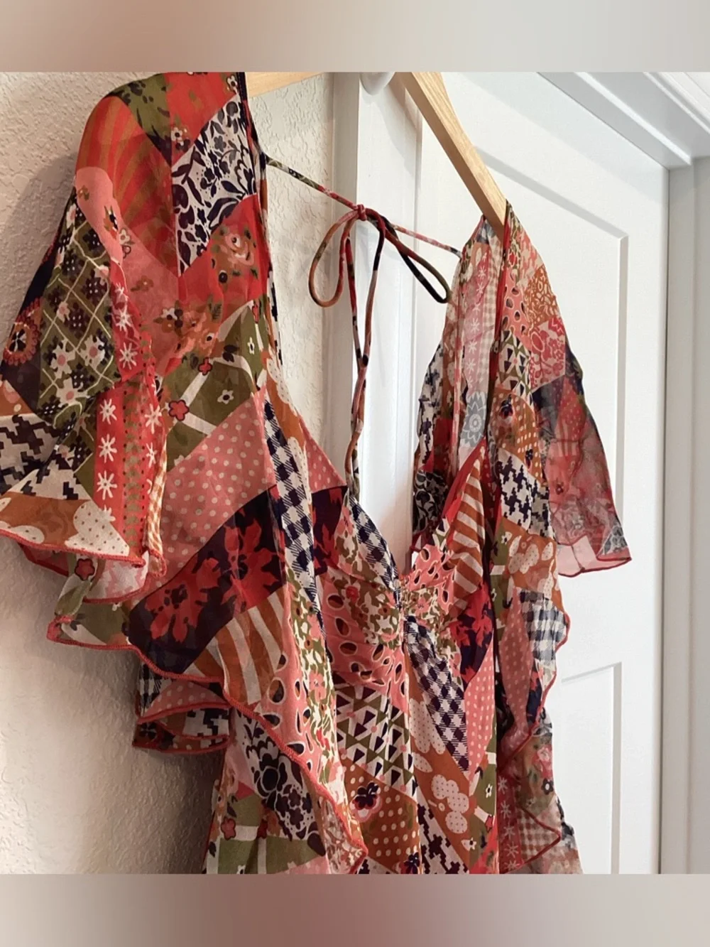 Love The Label Belinda Asymmetrical Ruffle Dress Anthropologie Boho NEW Medium